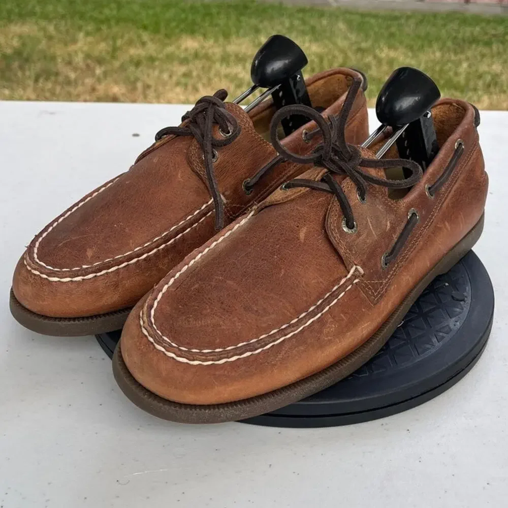 Men's G.H. Bass Hampton Core 2 2326-226 Leather Casual Boat Shoes Brown SZ 11M